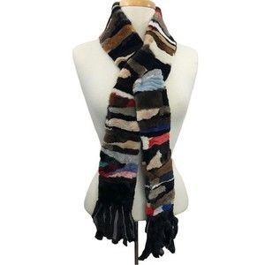 Starlight Beaver Fur Patchwork Fringe Long Scarf